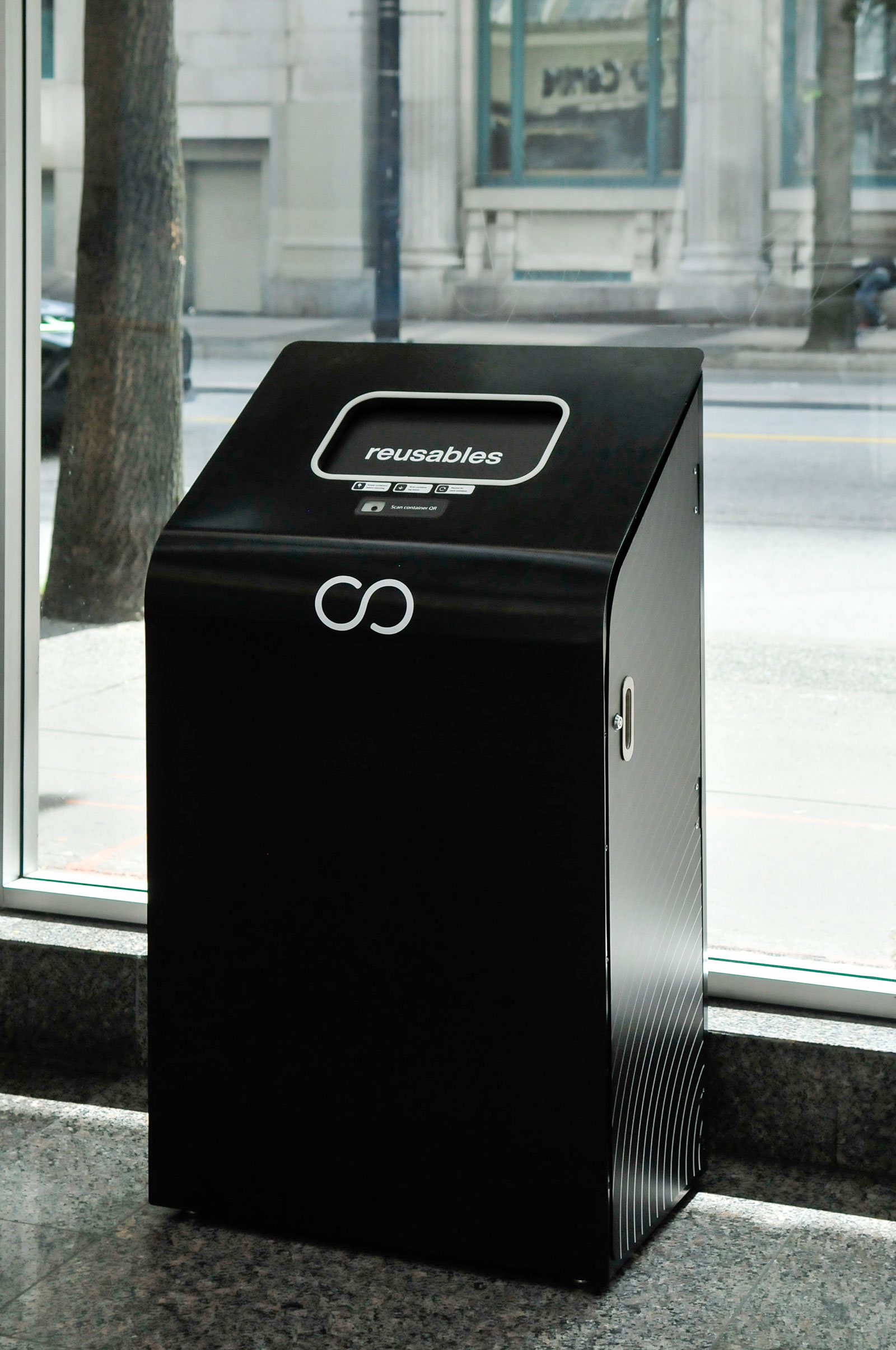 A Reusables Smart Return Bin where reusable containers are returned.