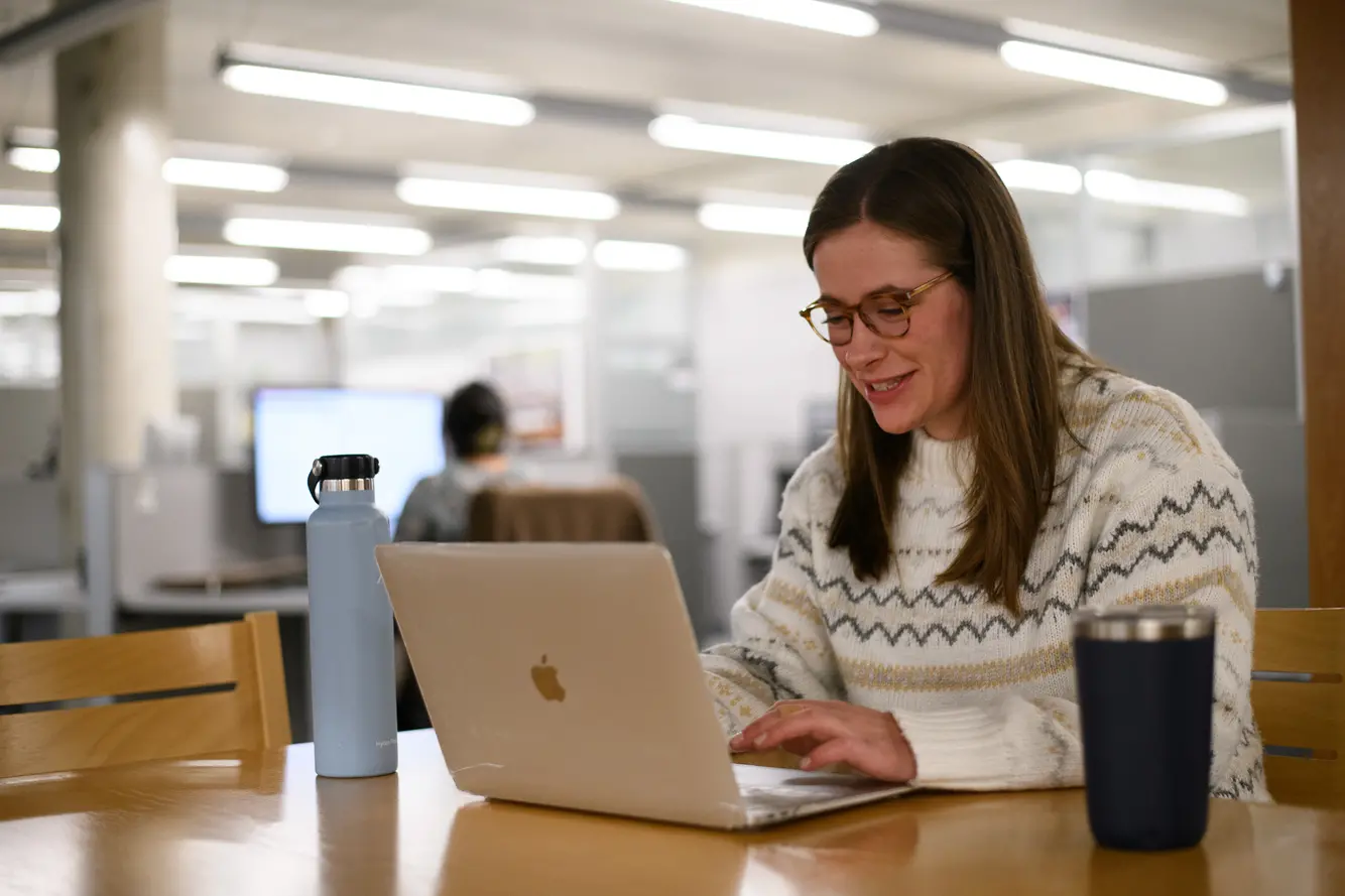 A student on a video call