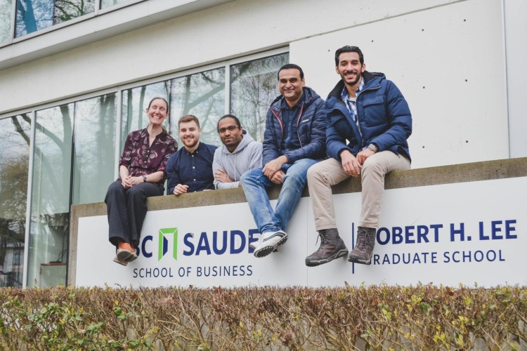 Pictured (left to right): UBC MBAN students Leslie Major, Sotirios Valozos, Muhammad Faisal, Hammad Qazi, and Islam Shaalan