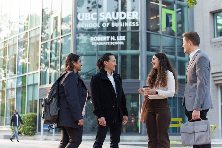 Students outside of Henry Angus Building