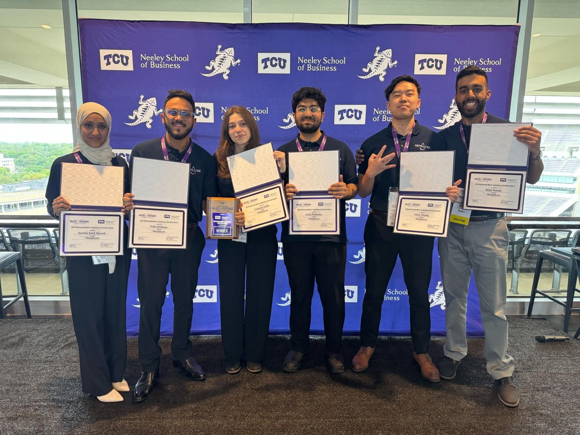 Metallyze received top honours at the 2025 Values and Ventures Competition at the Neeley School of Business at Texas Christian University.  