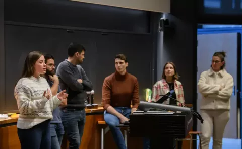 A student presenting in class